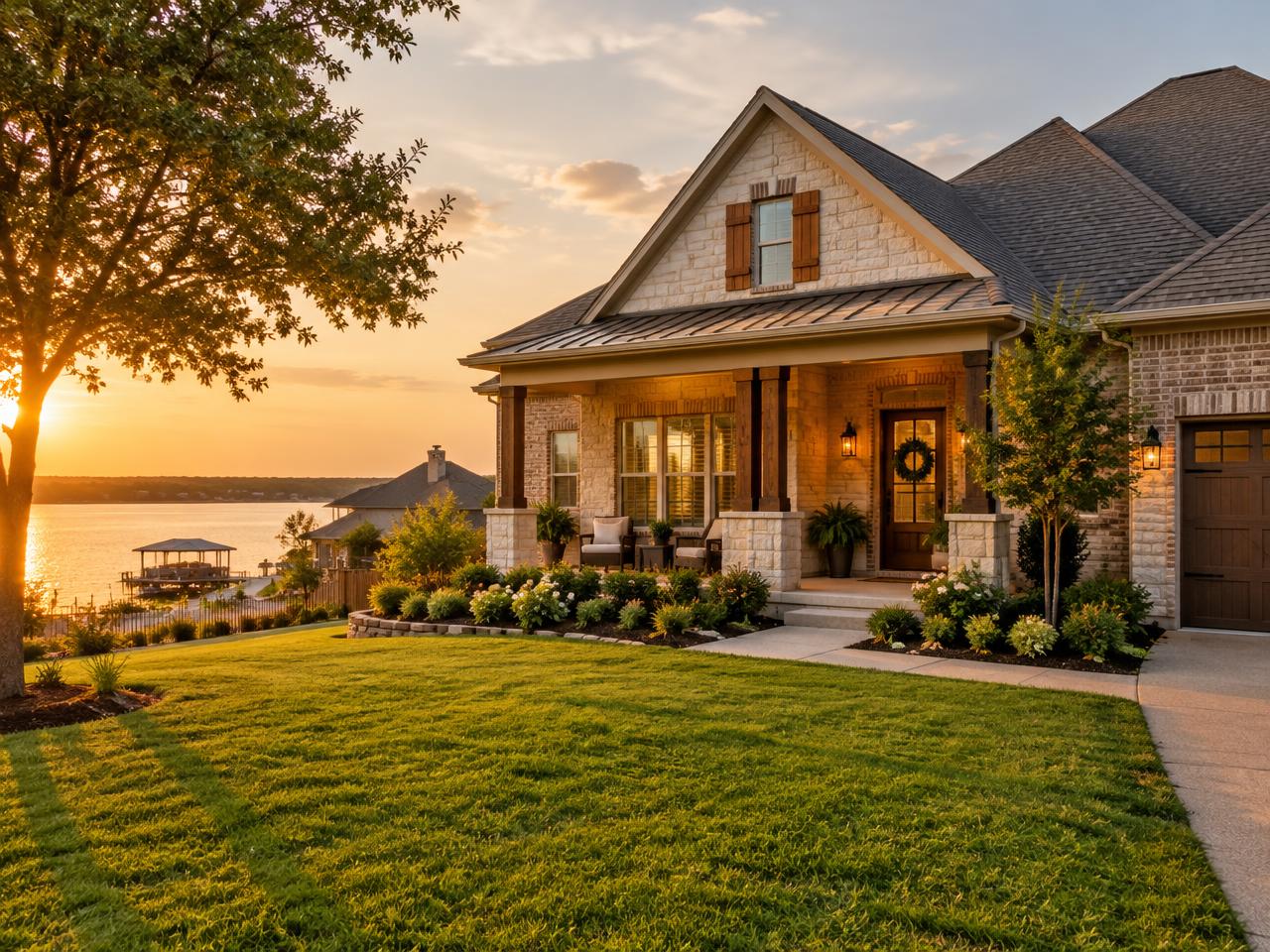 North Texas home at sunset